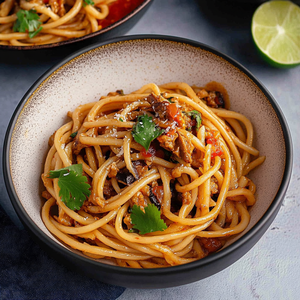 Recipe preparation for Chili Crisp Garlic Noodles (15-Minute Bowl)