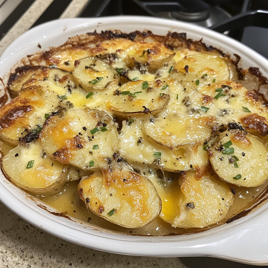 Recipe preparation for Potato Gratin with Irish Cheddar