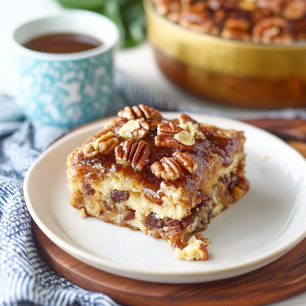 Recipe preparation for French Toast Casserole with Pecan Topping