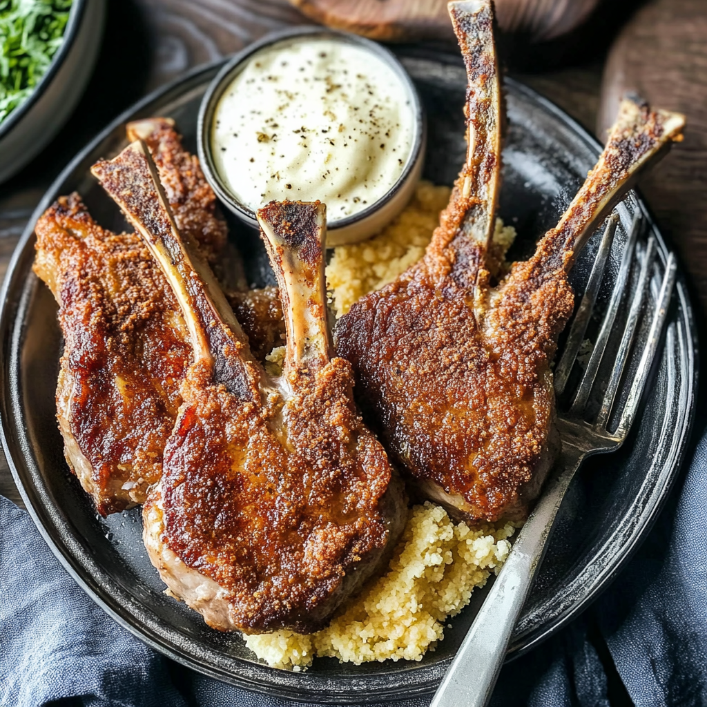 Recipe preparation for Parmesan Crusted Lamb Chops