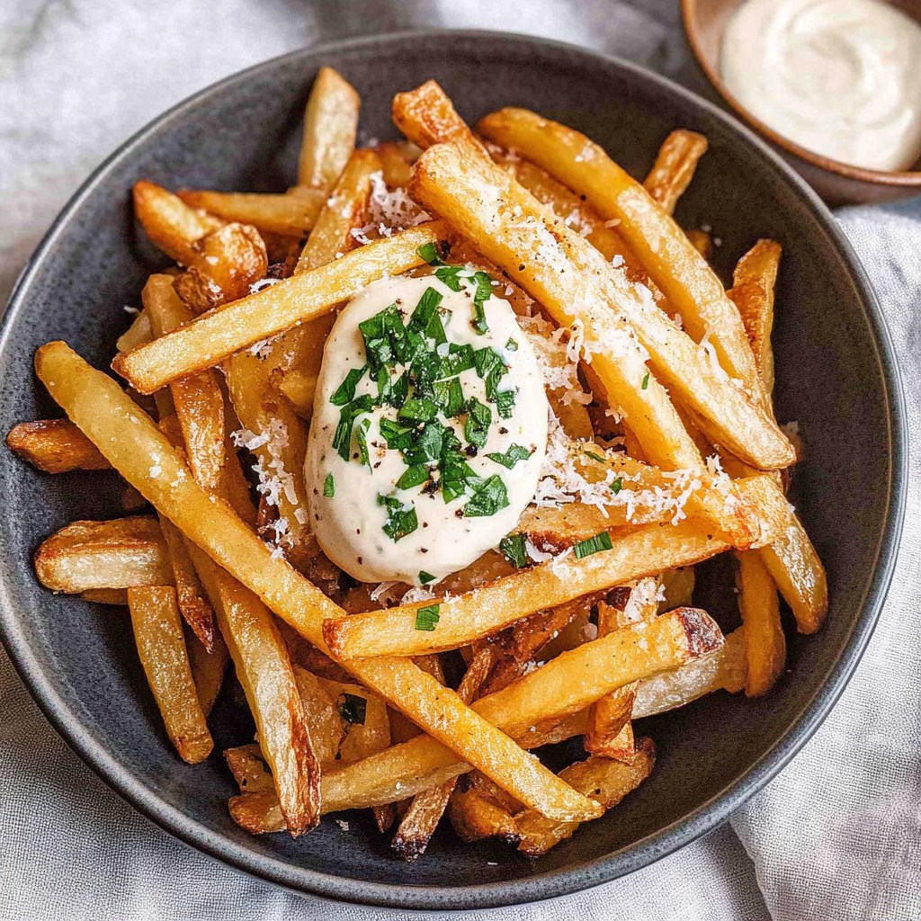 Recipe preparation for Truffle Fries with Aioli