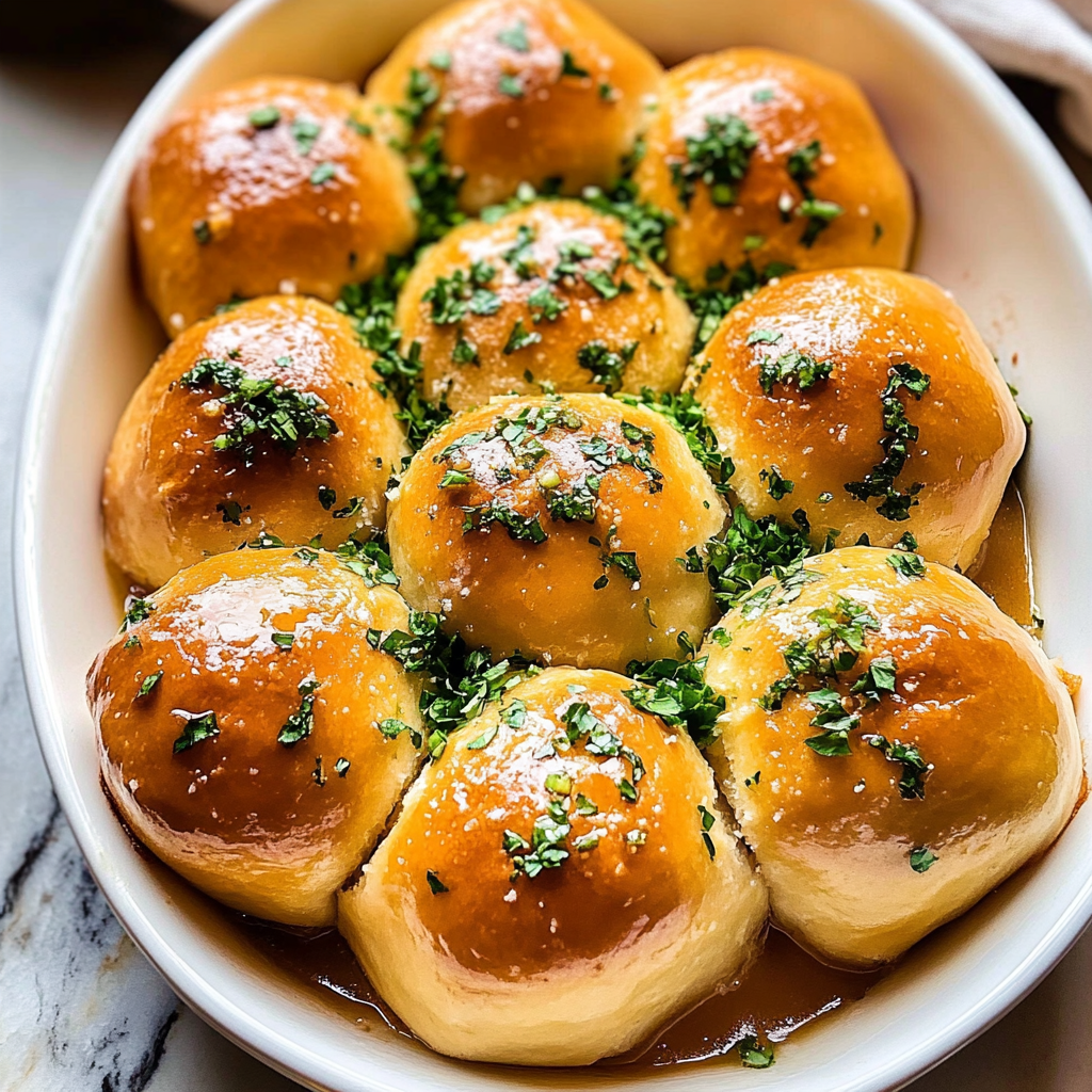 Recipe preparation for Roasted Garlic Butter Rolls