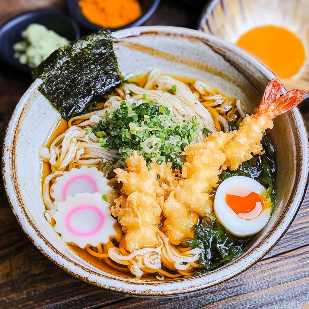 Recipe preparation for Soba with Shiso Tempura