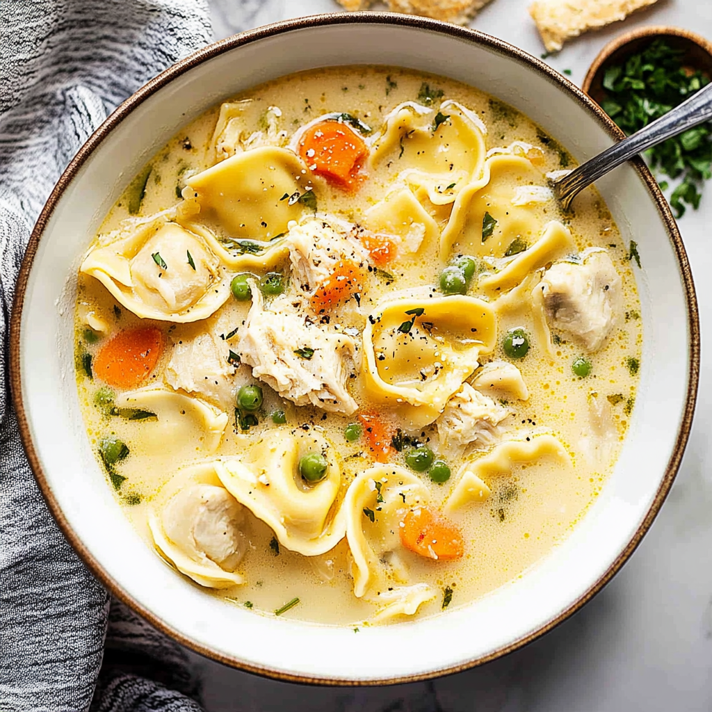 Recipe preparation for Chicken Parmesan Tortellini Soup