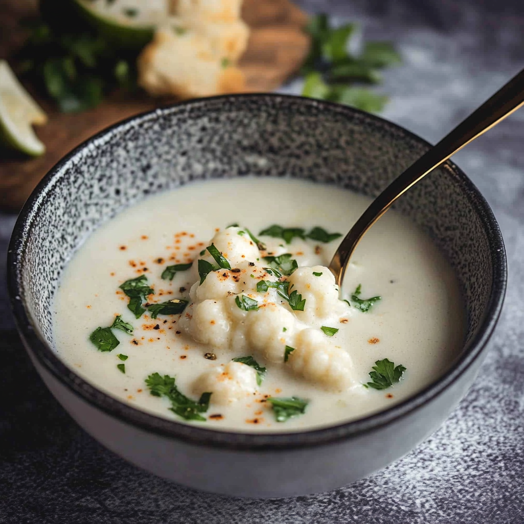 Recipe preparation for Cauliflower & Coconut Broth
