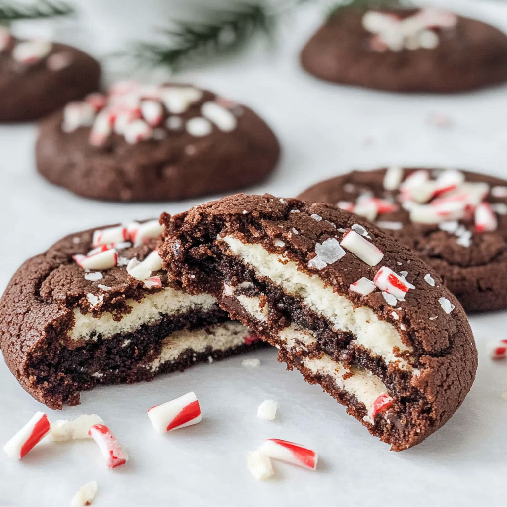 Recipe preparation for Chocolate Peppermint Stuffed Cookies