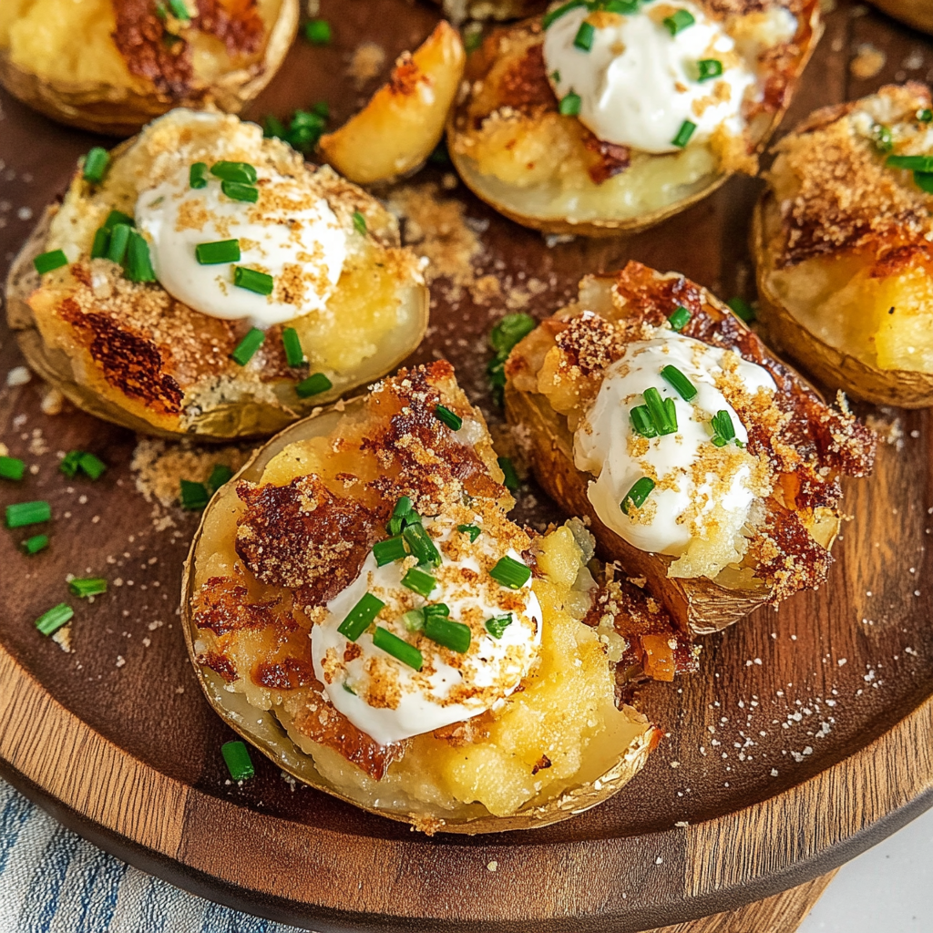 Recipe preparation for Garlic Parmesan Smashed Potatoes