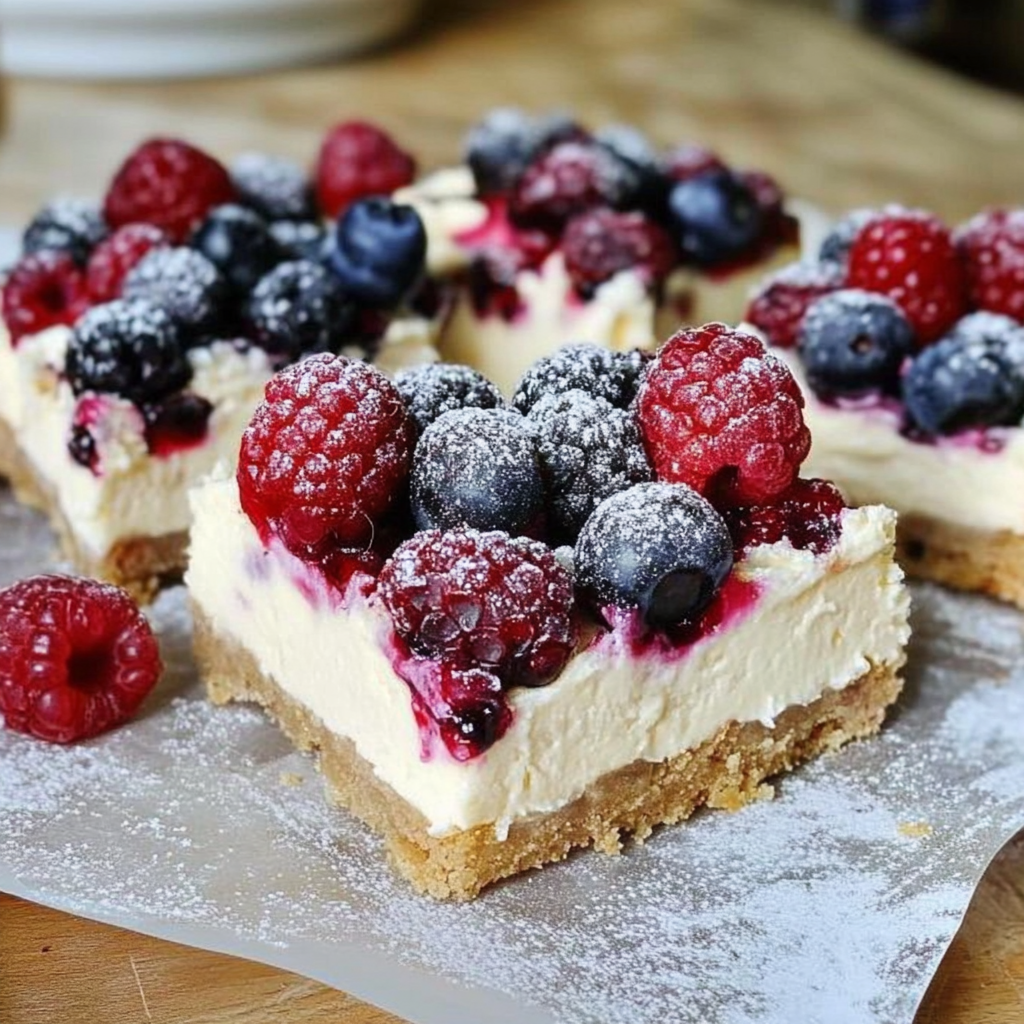 Recipe preparation for Berry Glitter Cheesecake Bars