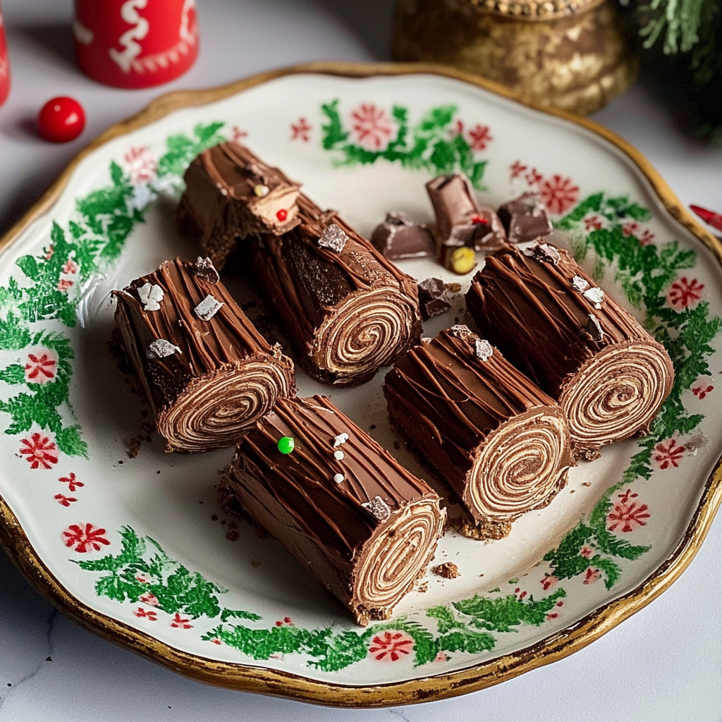 Recipe preparation for Chocolate Yule Log Minis