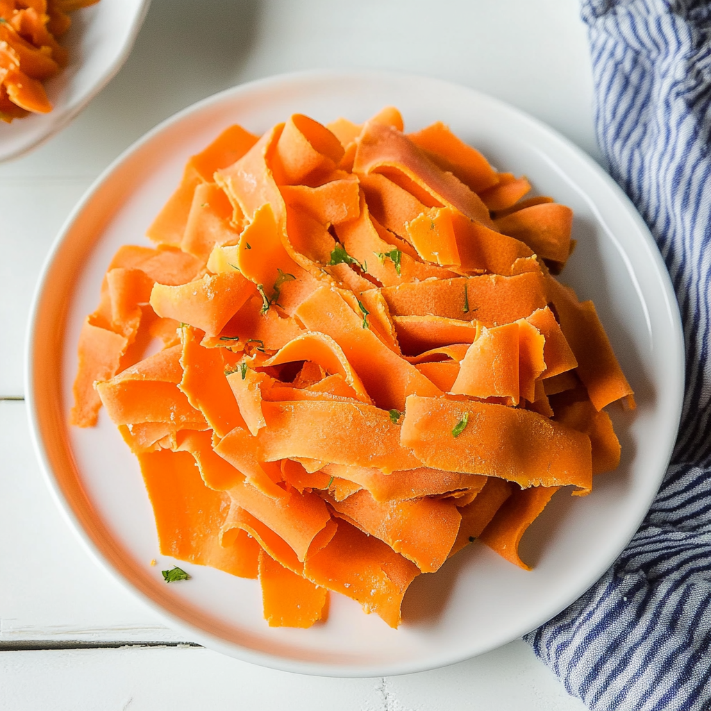 Recipe preparation for Orange Glazed Carrot Ribbons