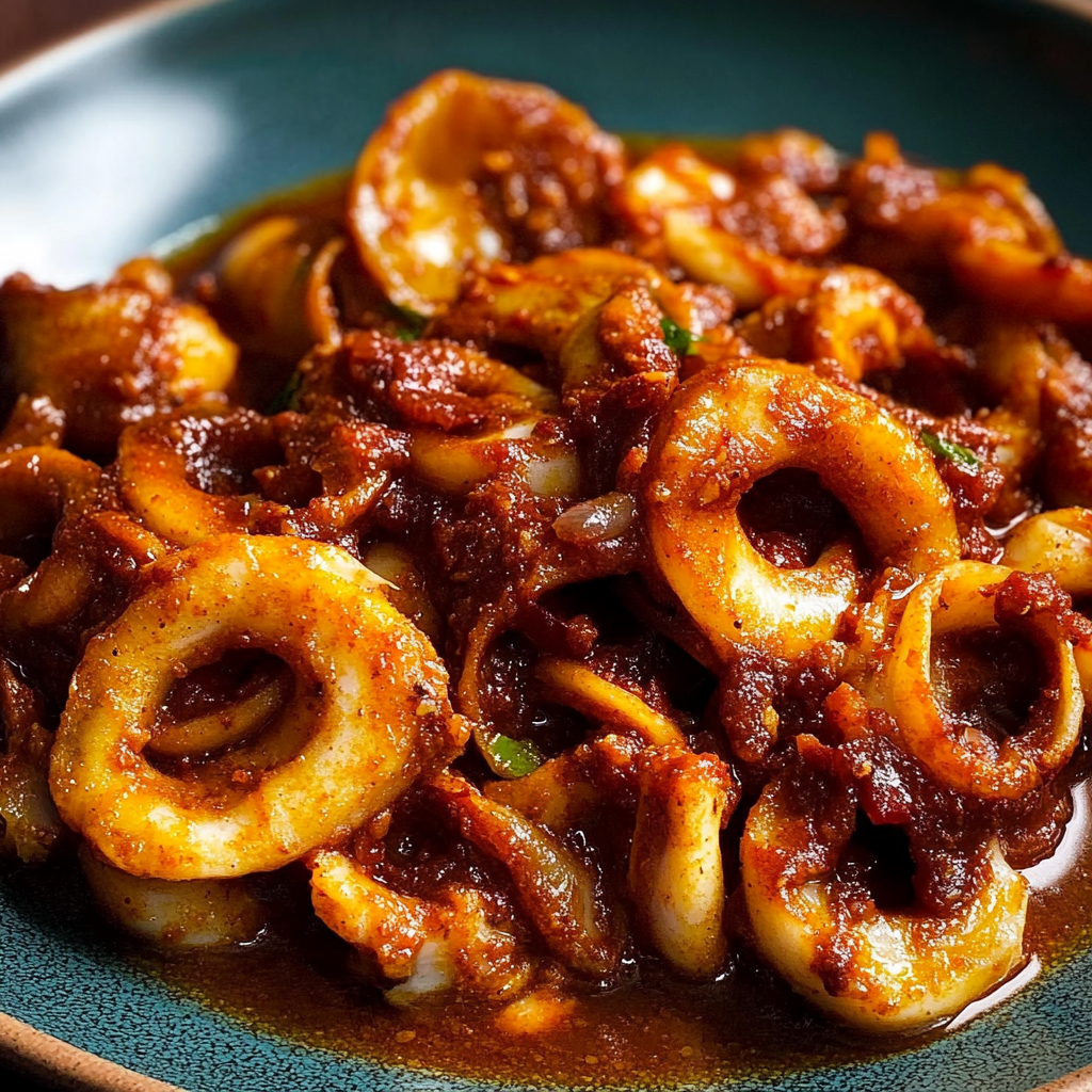 Recipe preparation for Chilli Squid Indian Style