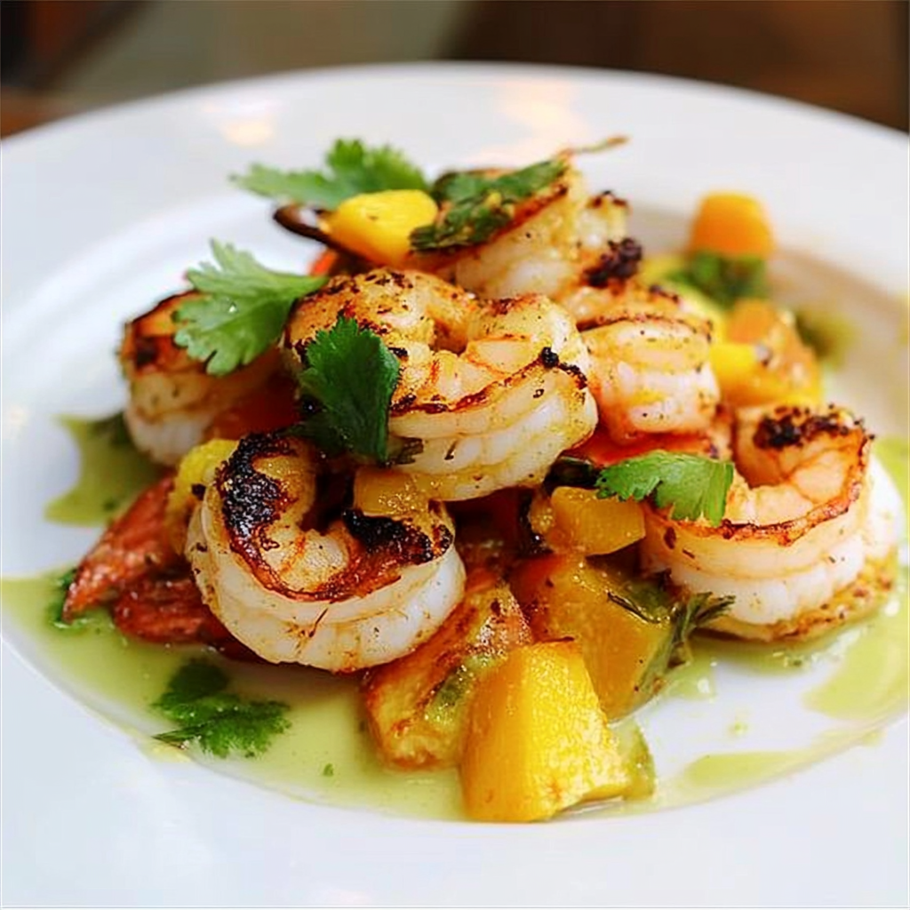 Recipe preparation for Grilled Shrimp With Spicy Mango Lime Coulis