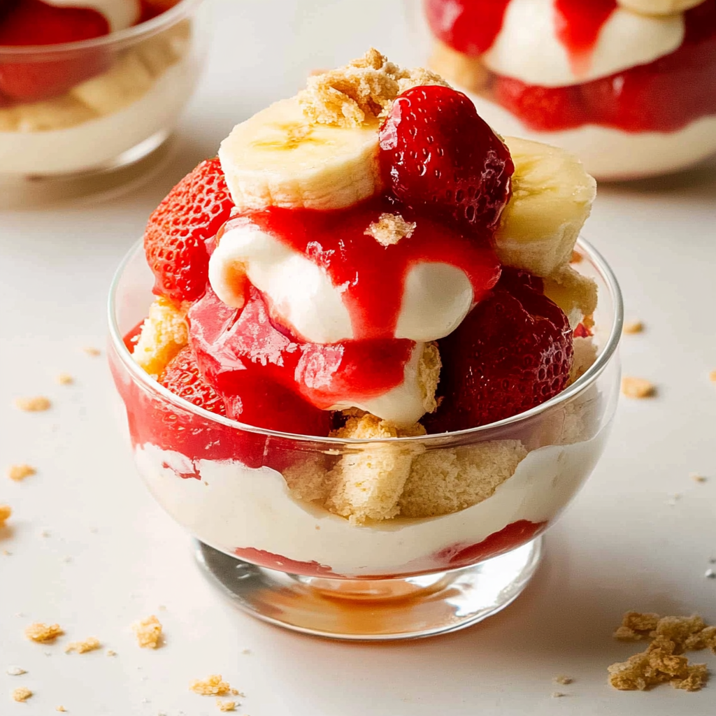 Recipe preparation for Strawberry Banana Pudding