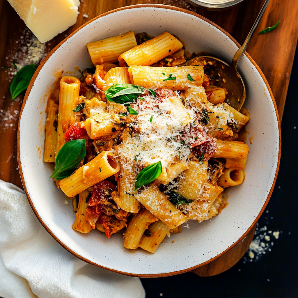 Recipe preparation for Pasta Alla Norman