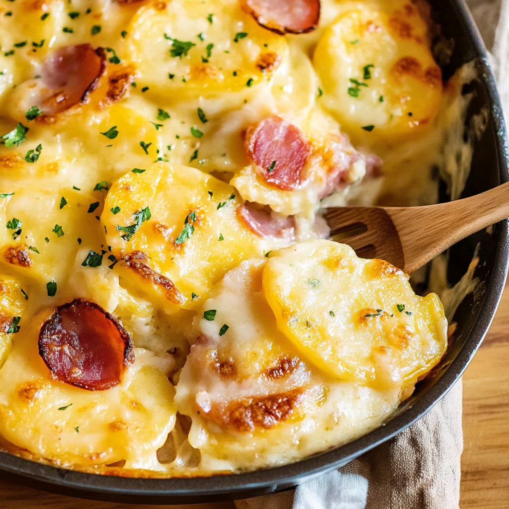 Recipe preparation for Scalloped Potatoes with Ham