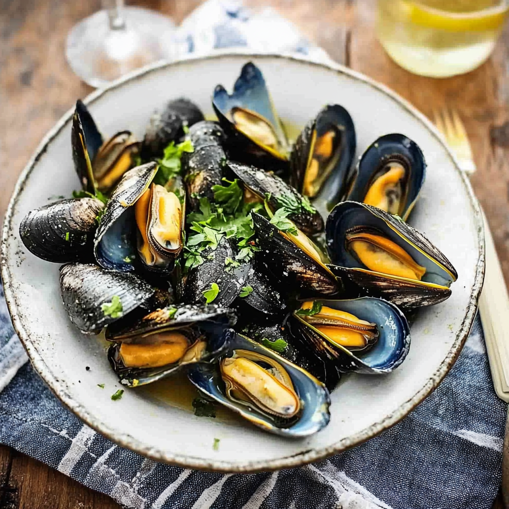 Recipe preparation for Moules Marinières