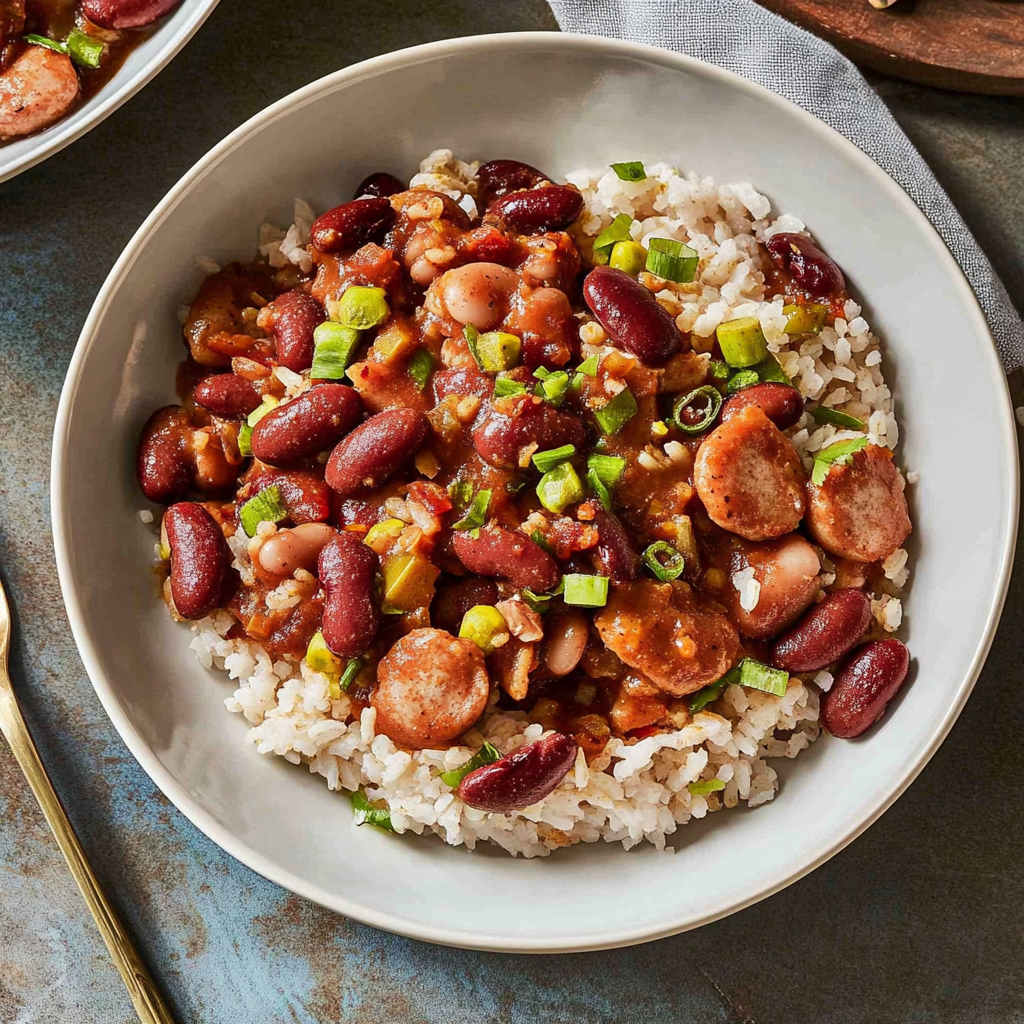 Recipe preparation for Warm Red Bean and Rice Skillet