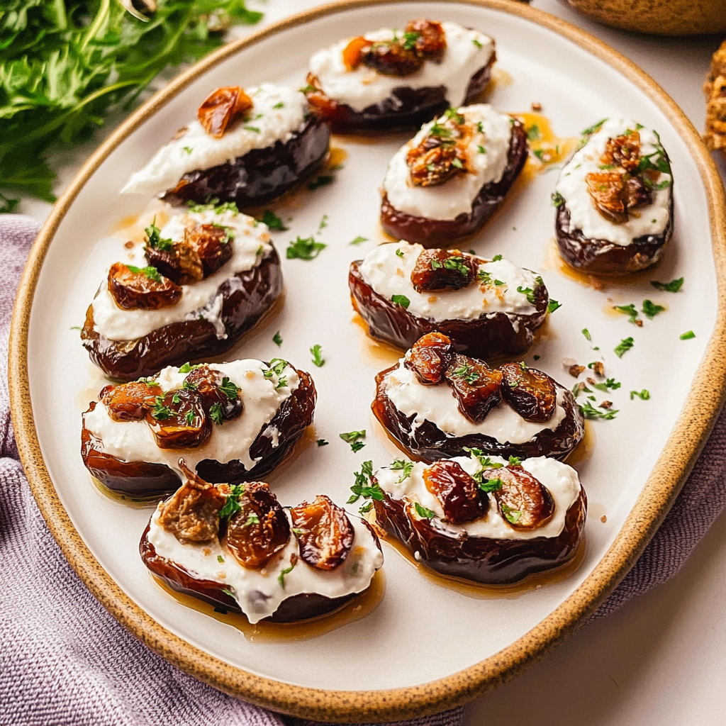 Recipe preparation for Stuffed Dates with Goat Cheese