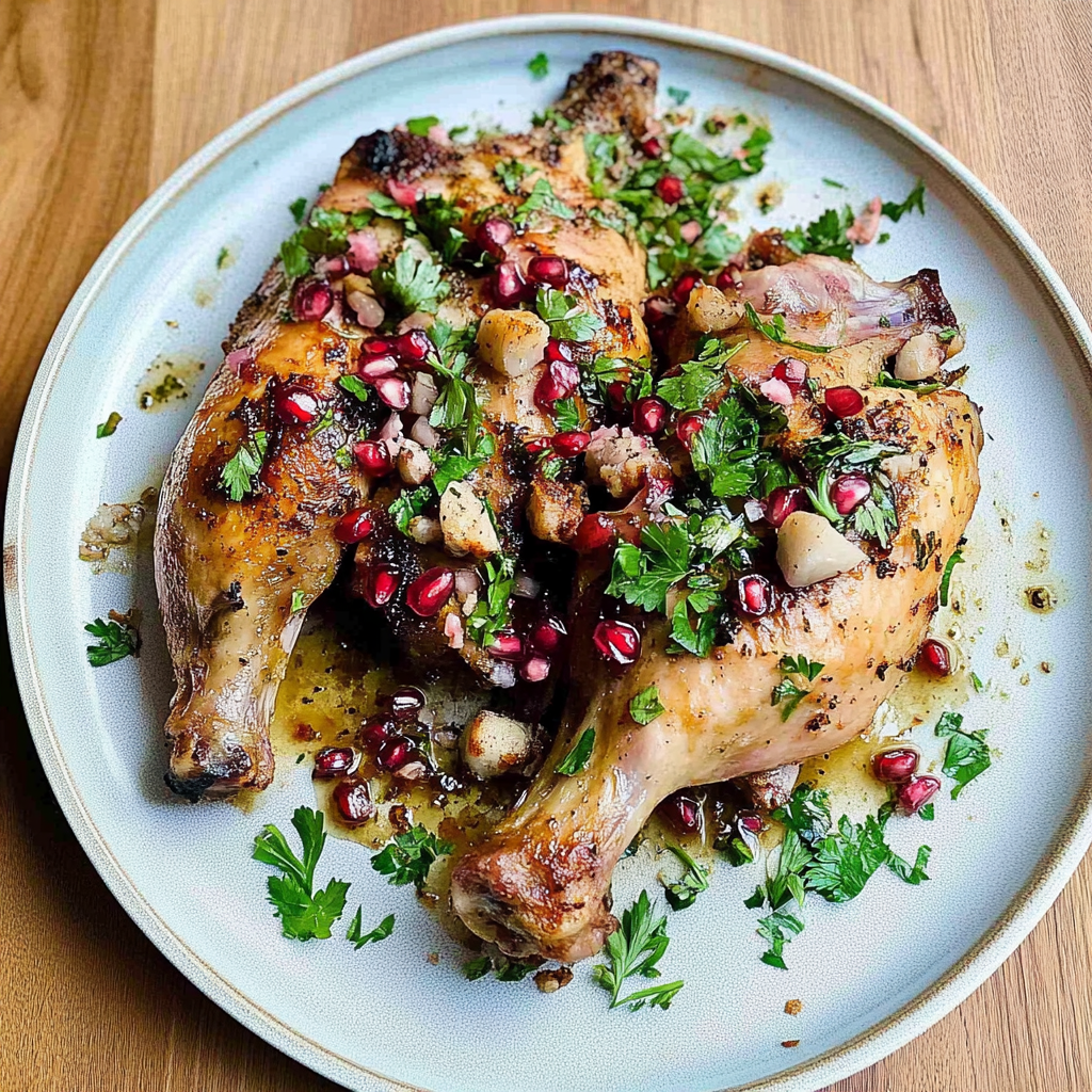 Recipe preparation for Roasted Chicken With Pomegranate And Sumac