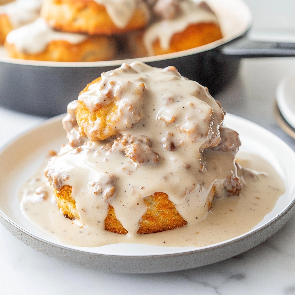 Recipe preparation for Sausage Gravy and Biscuits
