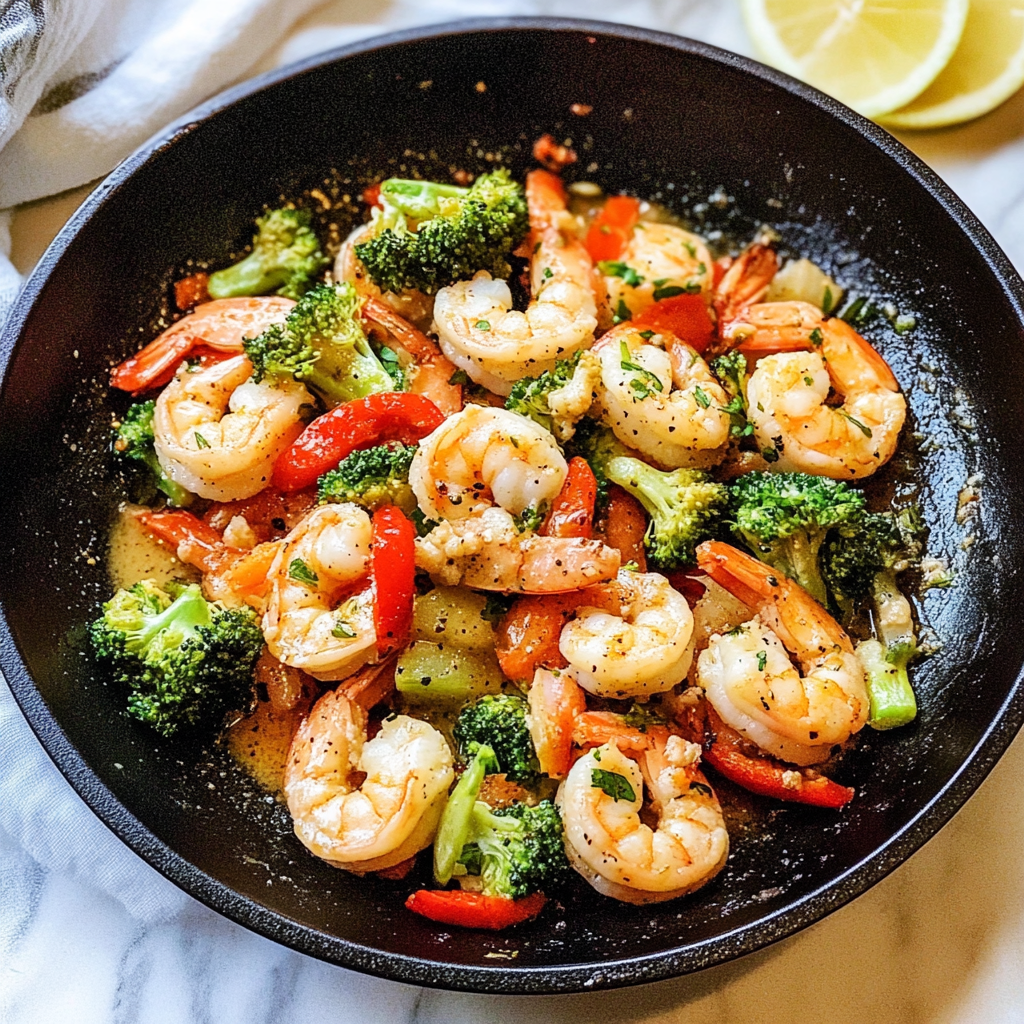 Recipe preparation for Garlic Butter Shrimp and Broccoli