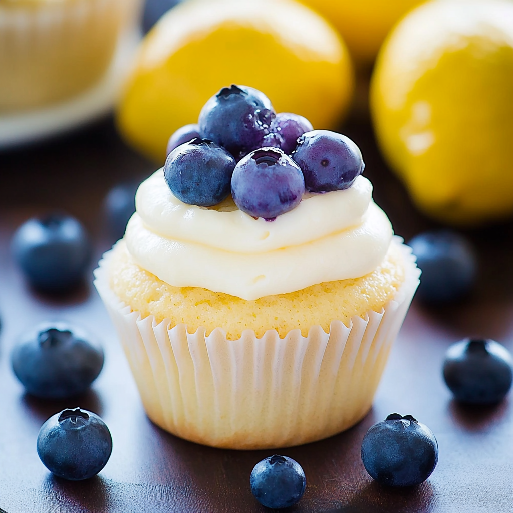 Recipe preparation for Lemon Blueberry Cupcakes