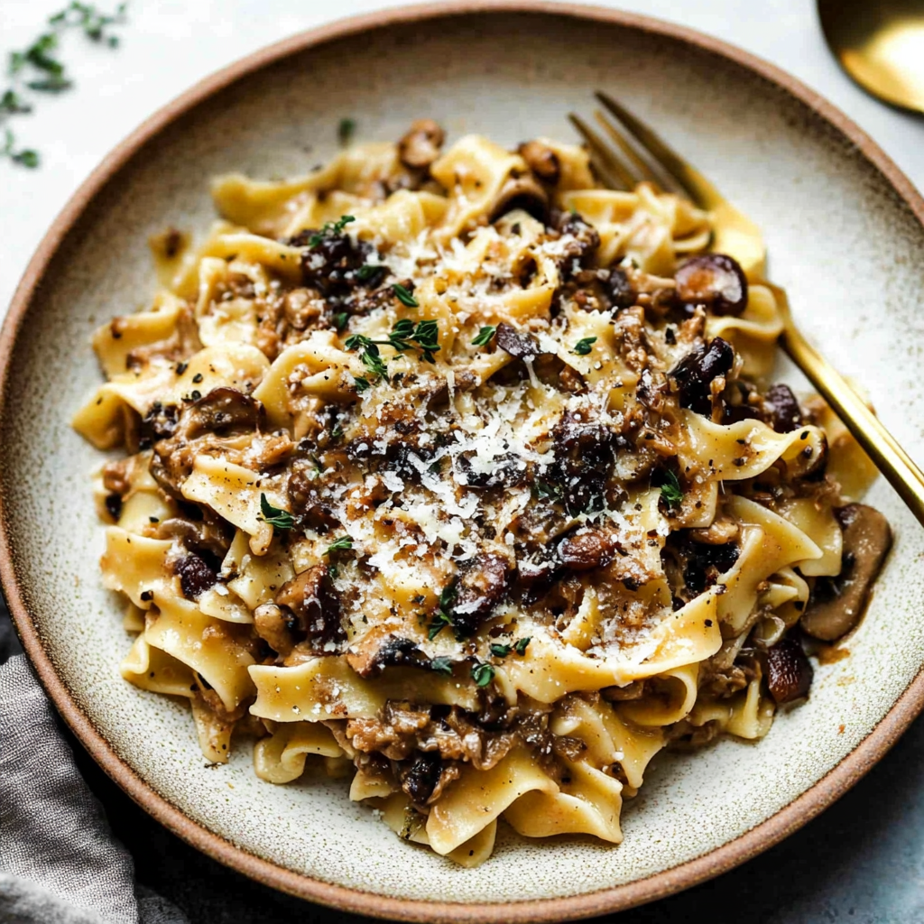 Recipe preparation for Pasta with Mushroom Ragù
