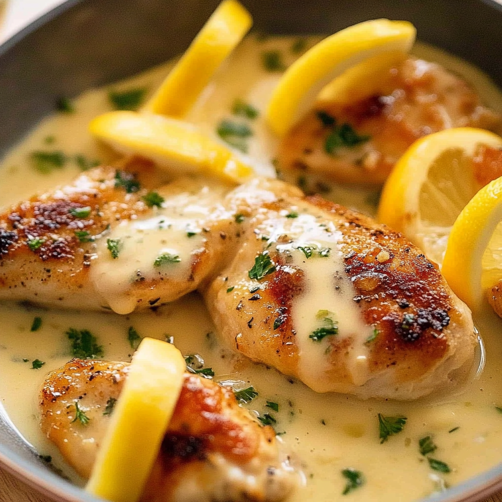 Recipe preparation for Lemon Cream Chicken