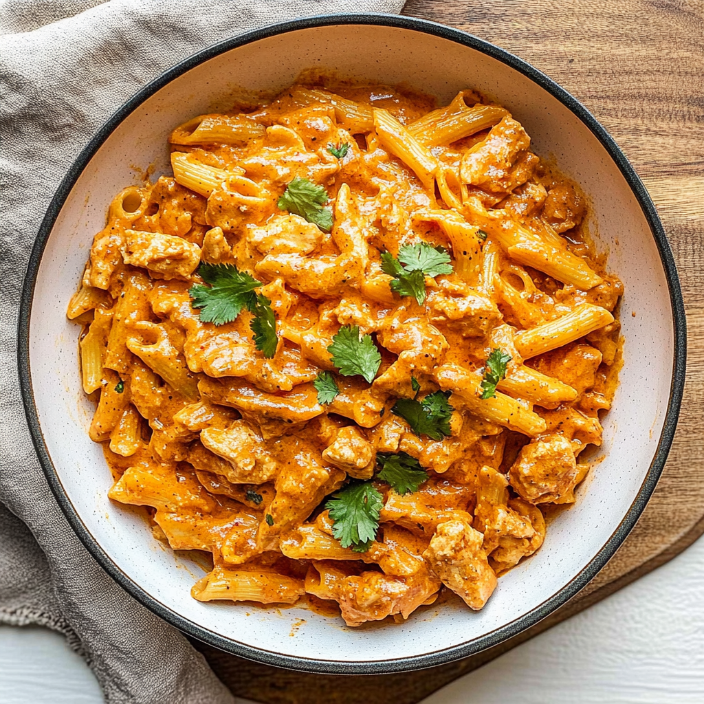 Recipe preparation for Butter Chicken Pasta
