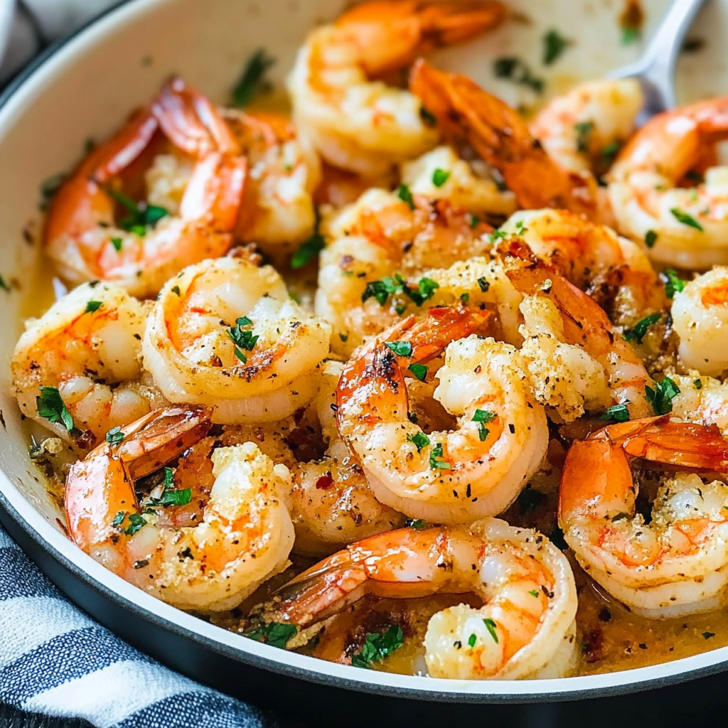 Recipe preparation for Garlic Butter Shrimp Skillet