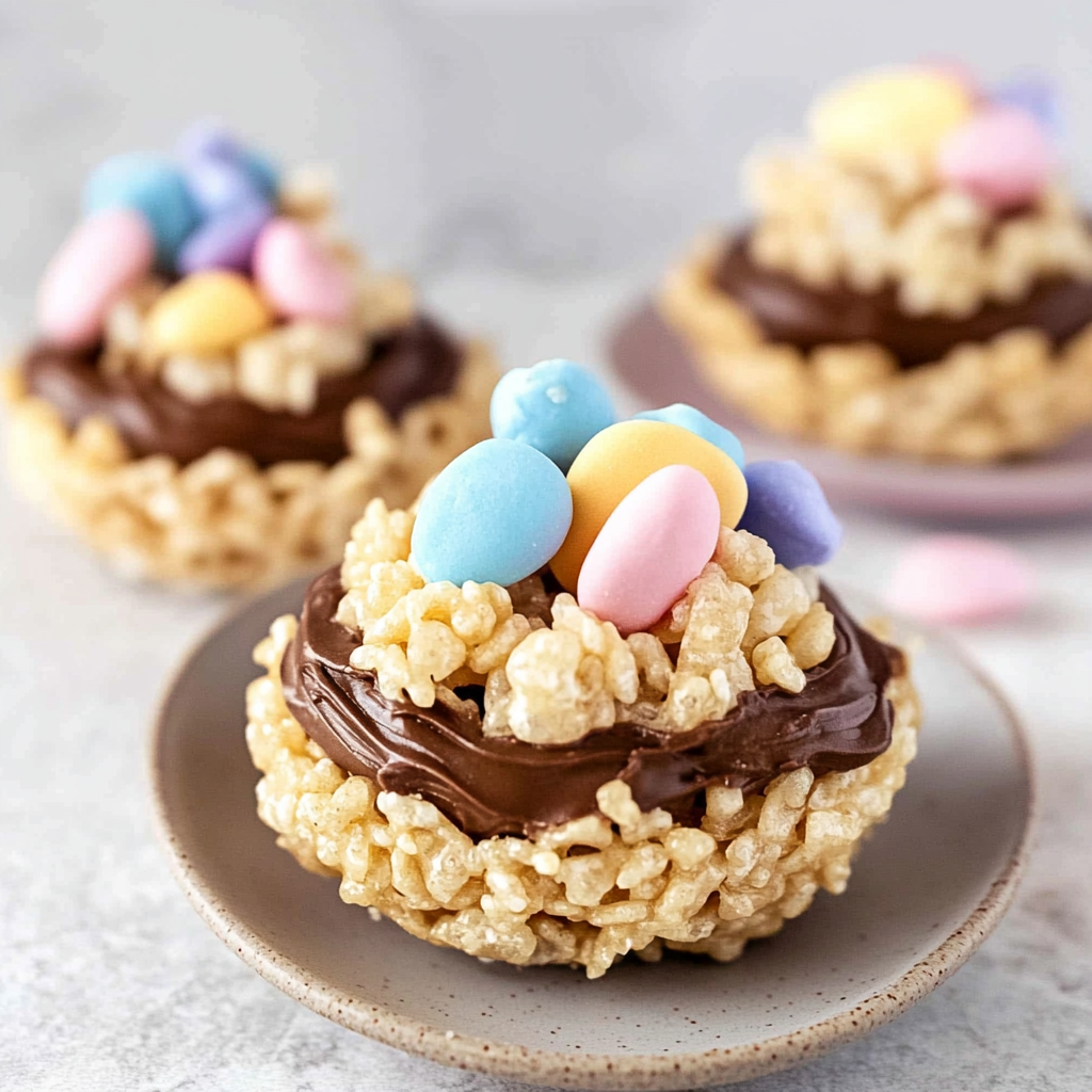 Recipe preparation for Pretzel Nest Rice Krispie Treats
