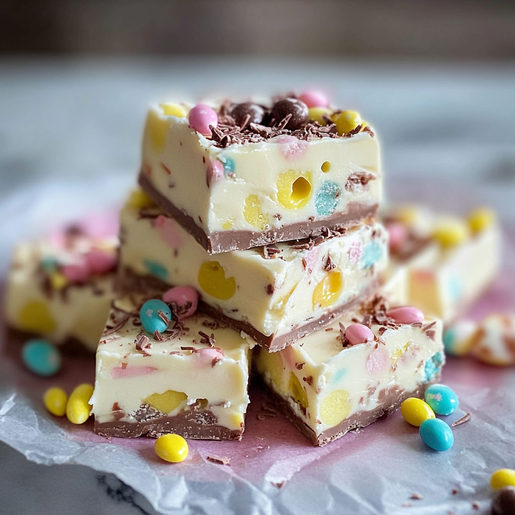 Recipe preparation for White Chocolate Easter Egg Fudge